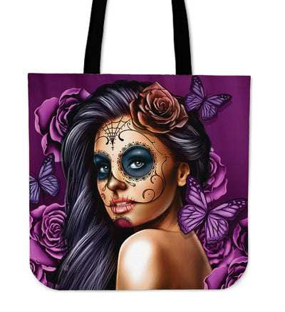 Calavera - Purple - Linen Tote Bag