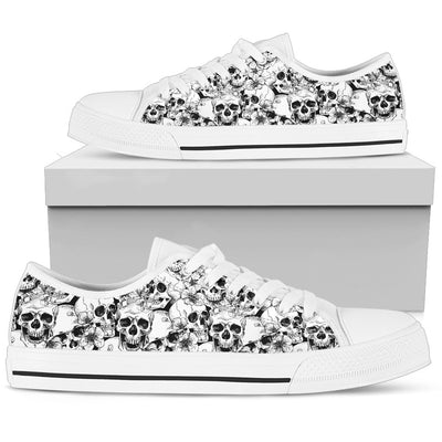 Black and White Skull Pattern - Low Tops