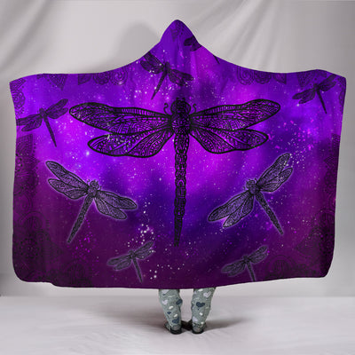 Magic Dragonflies Purple Hooded Blanket
