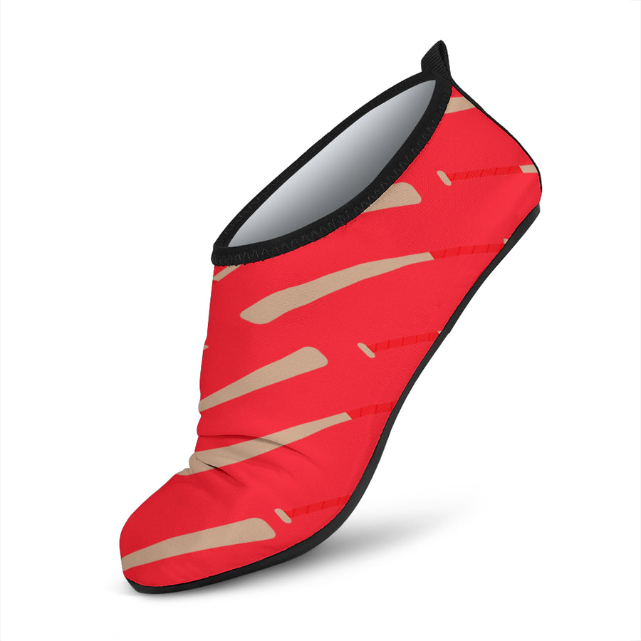 Red Baseball Bats Aqua Shoes