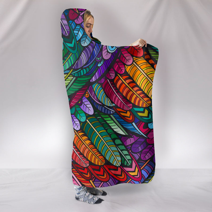 Boho Feathers - Hooded Blanket