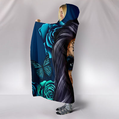 Calavera Hooded Blanket - Blue