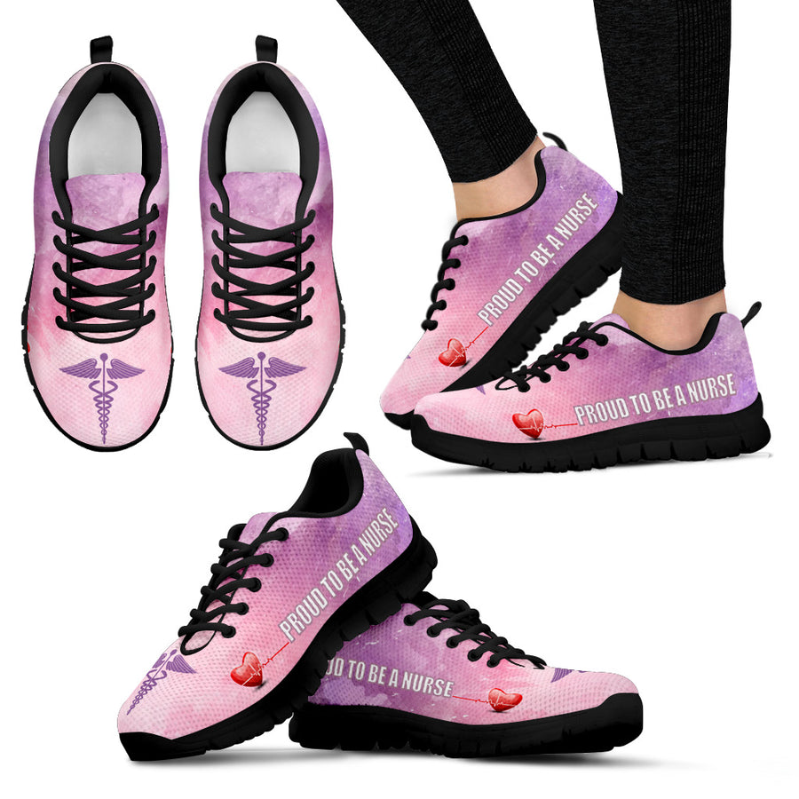 Purple Proud To Be A Nurse - Black Sole - Sneakers