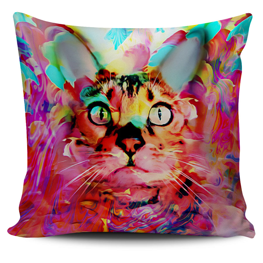 Pink Cat Pillow Cover