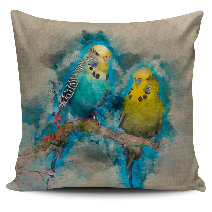 Blue & Yellow Parakeets Pillow Cover