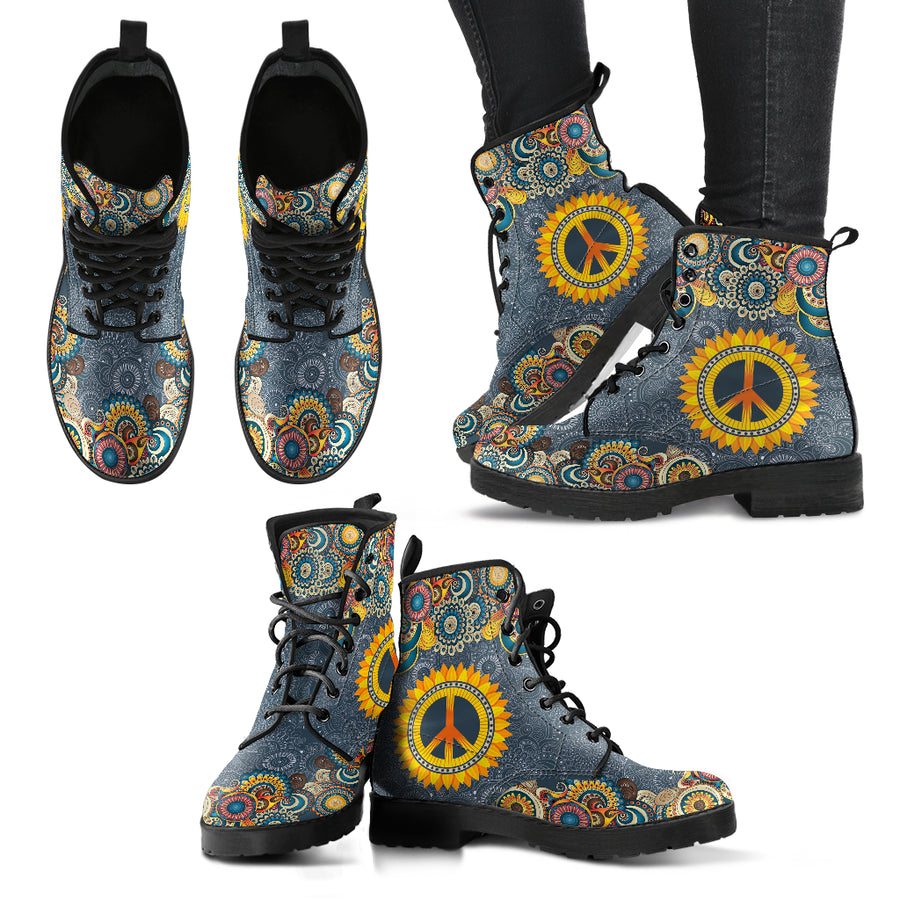 Peace Mandala Handcrafted Boots