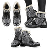 Ornamental Skulls - Faux Fur Leather Boots