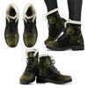 Golden Sun and Moon - Faux Fur Leather Boots