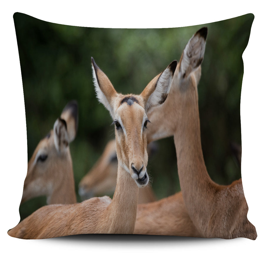 Deer Family Green Pillow Cover