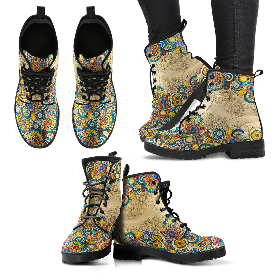 Colorful Mandala Women's Leather Boots