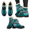 Magic Dragonflies Green - Faux Fur Leather Boots