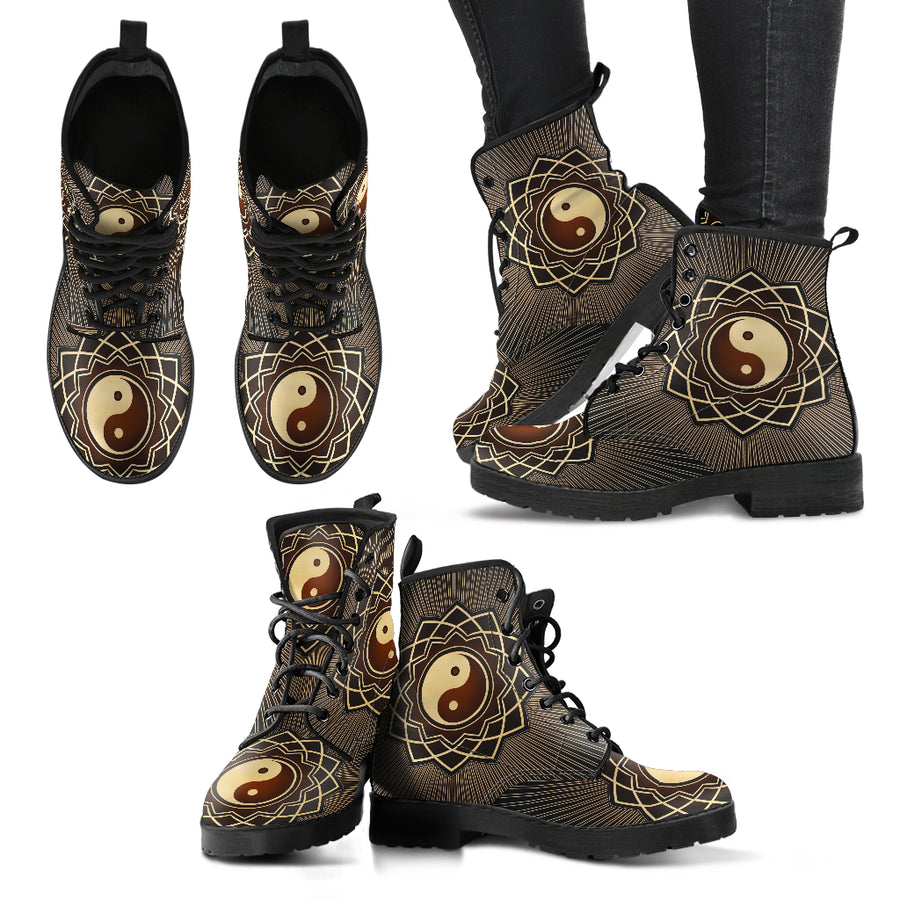 Mandala Yin Yang Women's Leather Boots