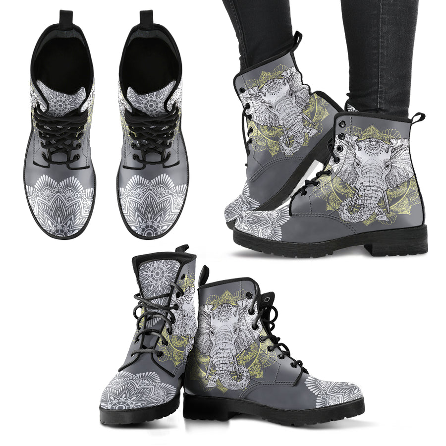 Mandala Elephant Women's Leather Boots