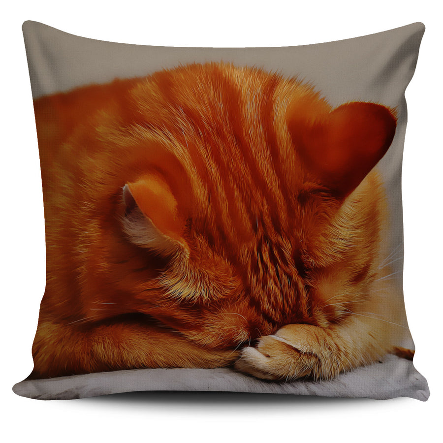 Ginger Cat Sleeping Painted - Pillow Cover