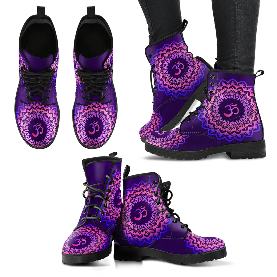 Ohm Purple Mandala Women's Leather Boots