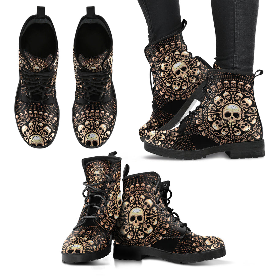 Skulls Bones Women's Leather Boots