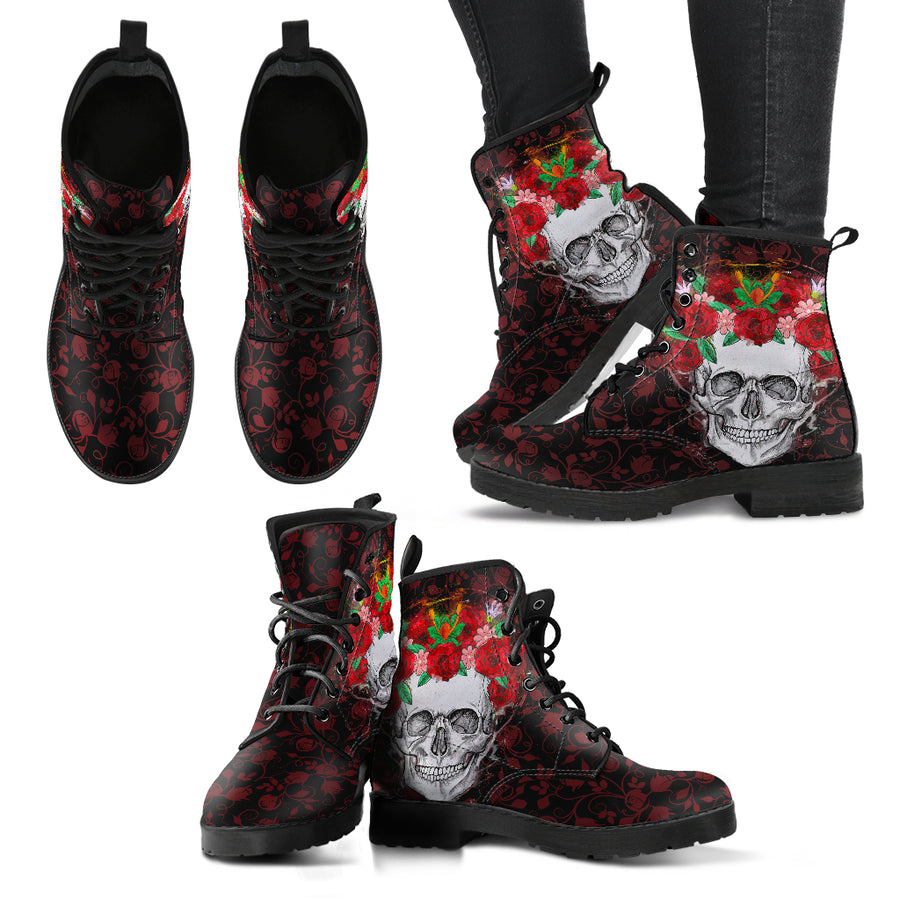 Skull With Roses - Boots