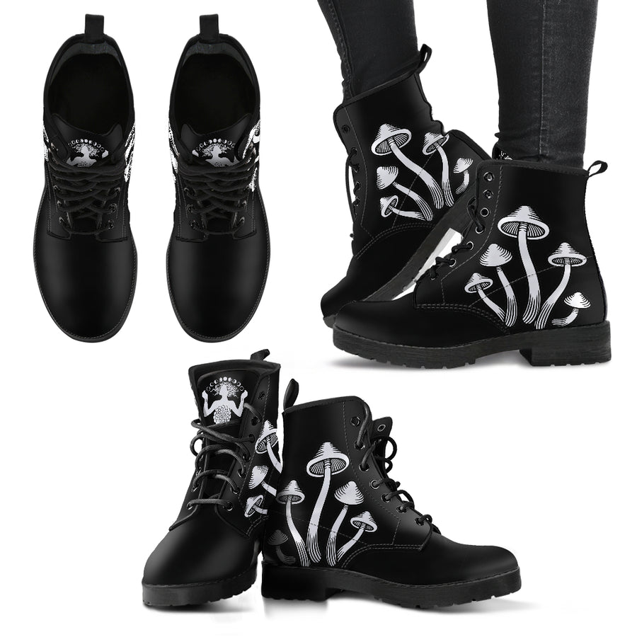 B&W Mushroom - Vegan Women's Boots