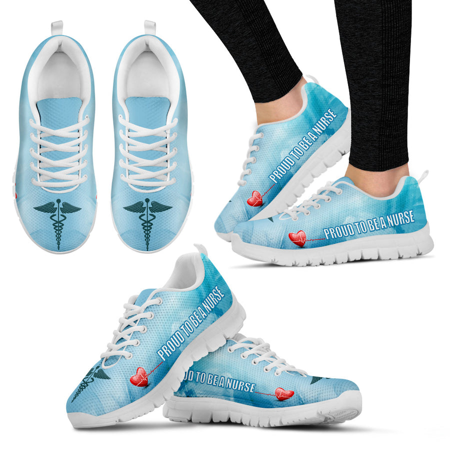 Blue Proud To Be A Nurse - White Sole - Sneakers