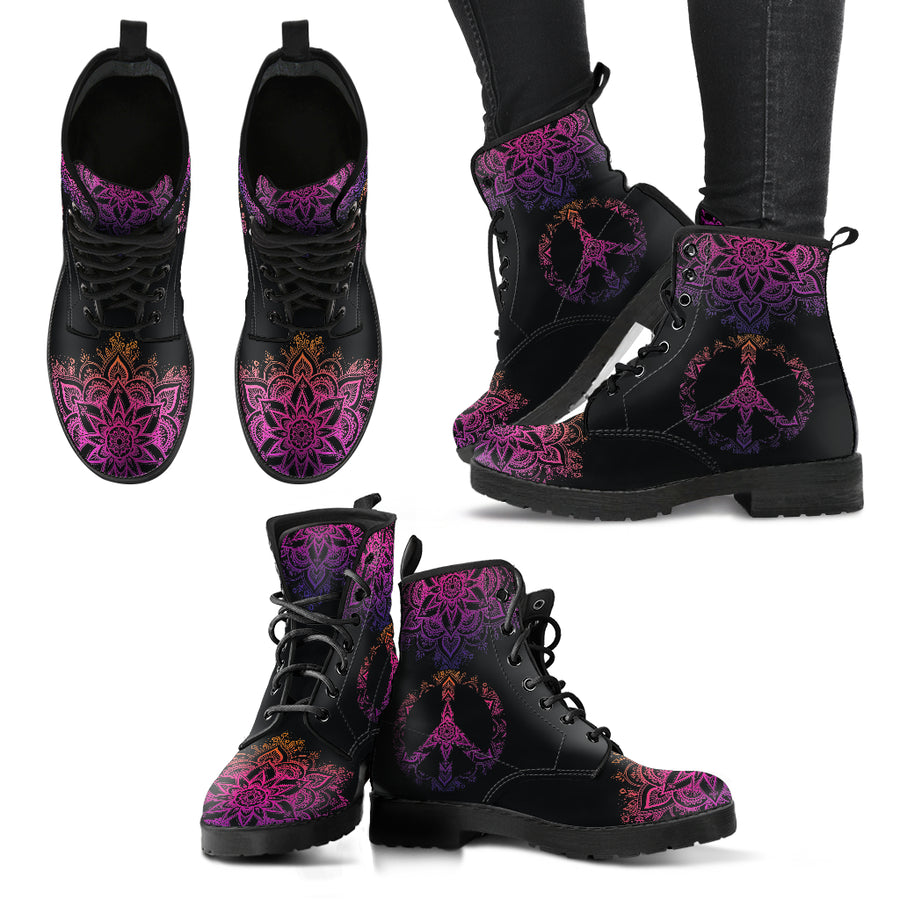 Peace Mandala Women's Leather Boots