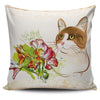Cat with Flower 2 Pillow Cover