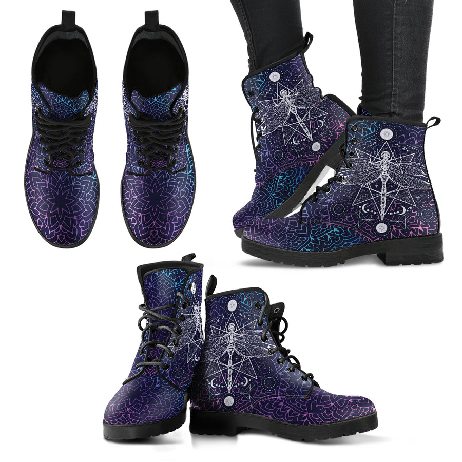 Dragonfly Mandala Women's Leather Boots