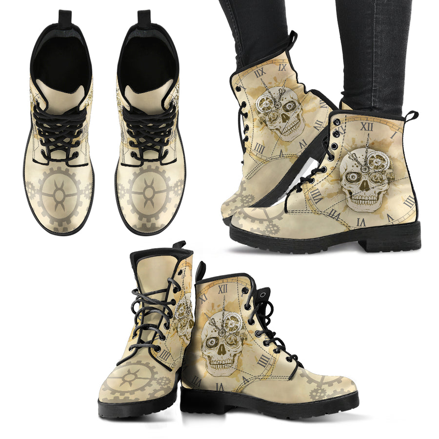 Steampunk Skull Women's Handcrafted Premium Boots