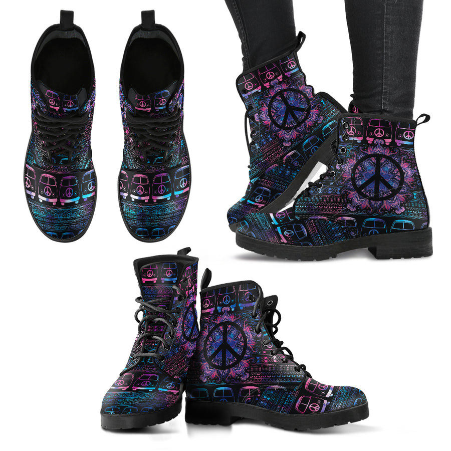 Peace Hippie Van Handcrafted Boots