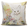 Cat with Flower Pillow Cover