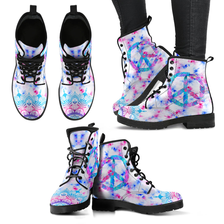 Peace Tie Dye Women's Leather Boots