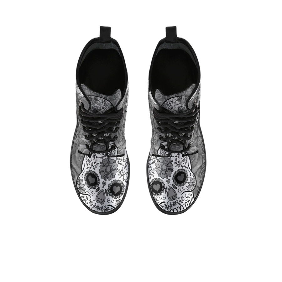 Black & White  Sugar Skull - Boots