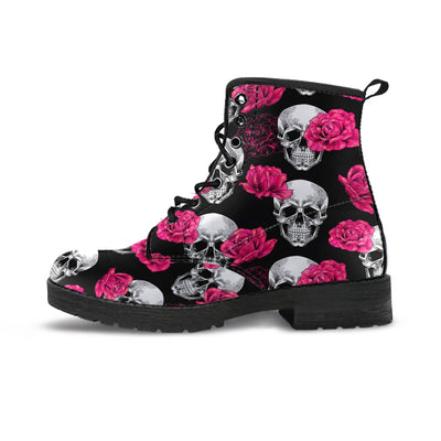 Pink Floral Skull - Boots