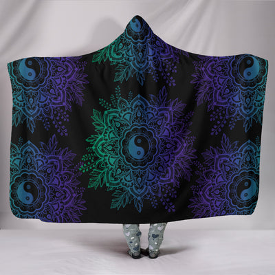 Purple Yin Yang Lotus - Hooded Blanket