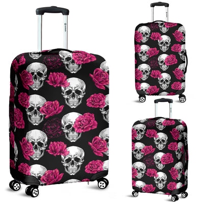 Pink Floral Skull - Luggage Covers