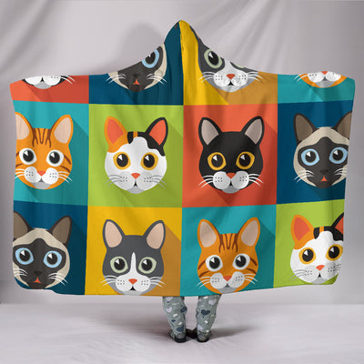Cute Cats Hooded Blanket for Cat Lovers