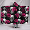 Pink Floral Skull - Hooded Blanket
