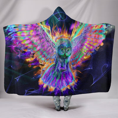 Electric Owl Hooded Blanket