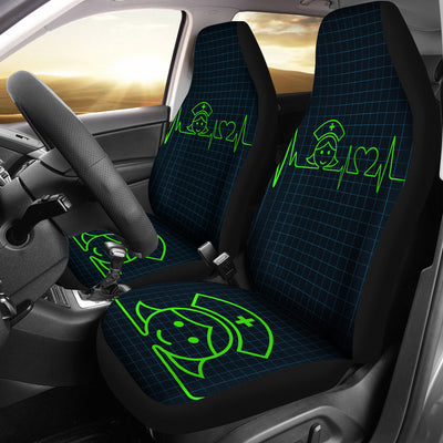 Nurse Heartbeat Green - Car Seat Cover (Set of 2)