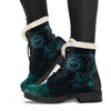 Turquoise Sun and Moon - Faux Fur Leather Boots