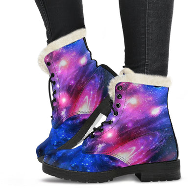 Galaxy - Faux Fur Leather Boots