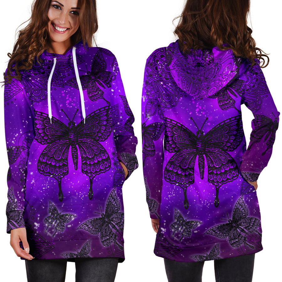 Magic Butterflies - Purple - Hoodie Dress