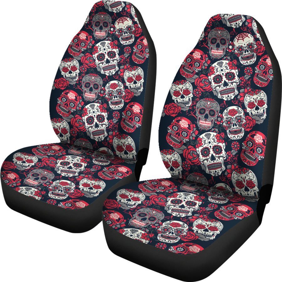 Pink Sugar Skull - Car Seat Cover - (Set of 2)