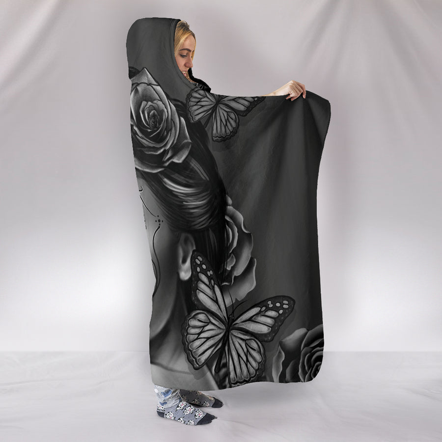 Calavera Hooded Blanket - Grey