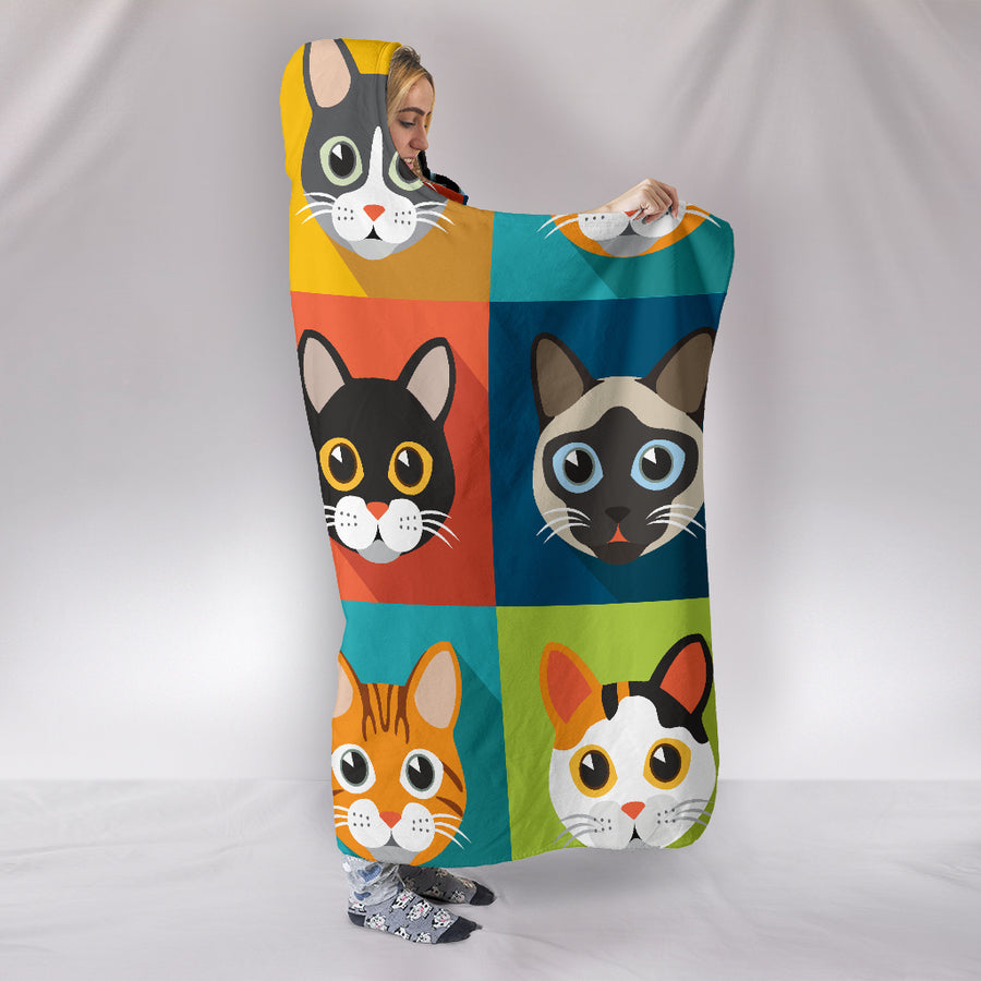 Cute Cats Hooded Blanket for Cat Lovers