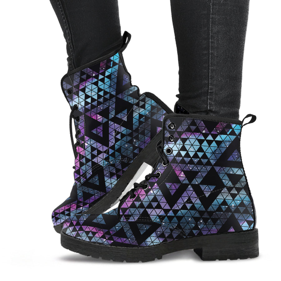 Geometric Nebula Leather Boots