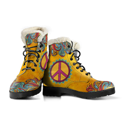 Peace and Love - Faux Fur Boots