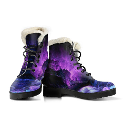 Dark Galaxy - Faux Fur Leather Boots