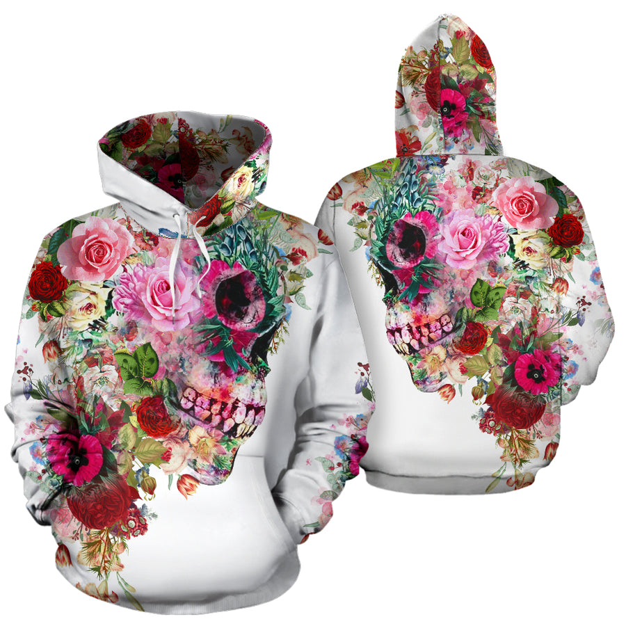Floral Painted Skull - Hoodie