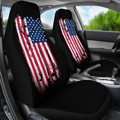American Flag on Black - Car Seat Cover (Set of 2)