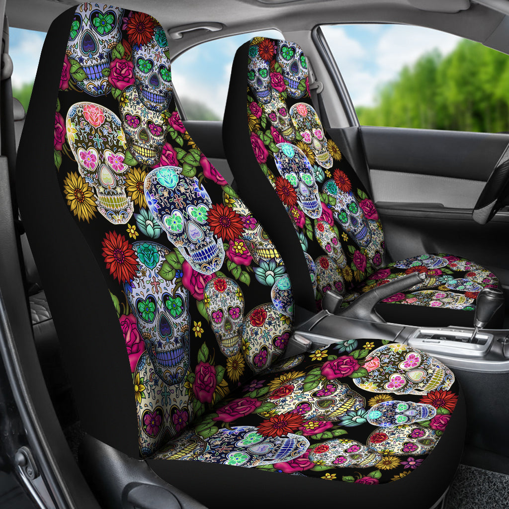Sugar Skulls Car Seat Covers (Set of 2) Luvlavie